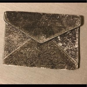 Rebecca Minkoff Grey Velvet Leo Clutch